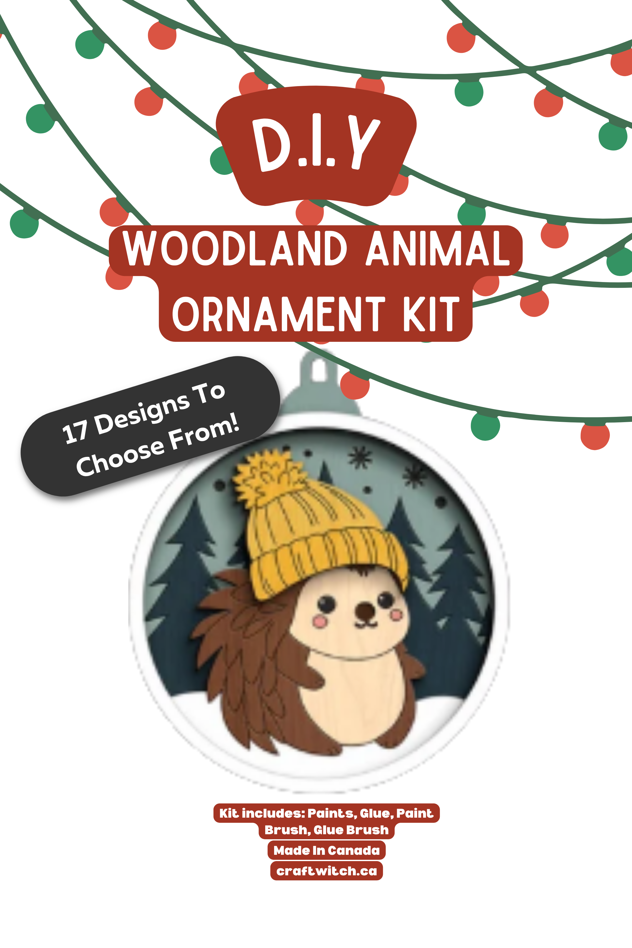 The Craft Witch - Wholesale Ornament - Hedgehog Winter Wonderland Ornament Kit0