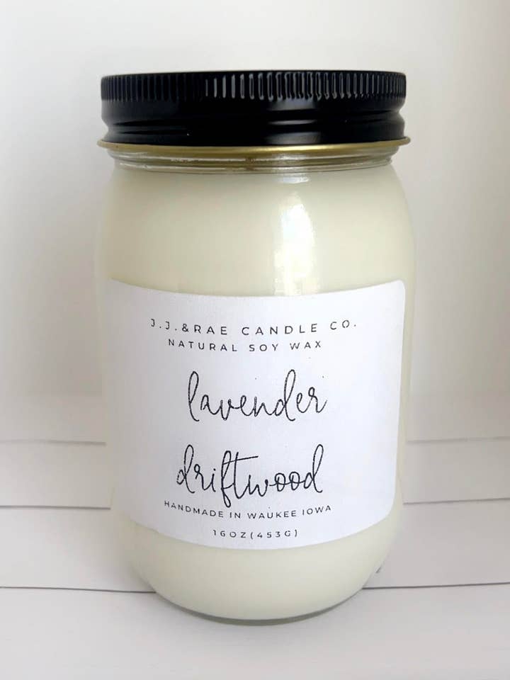 Bougie à la cire de soja 16 oz pour la vente par jj & rae candle co