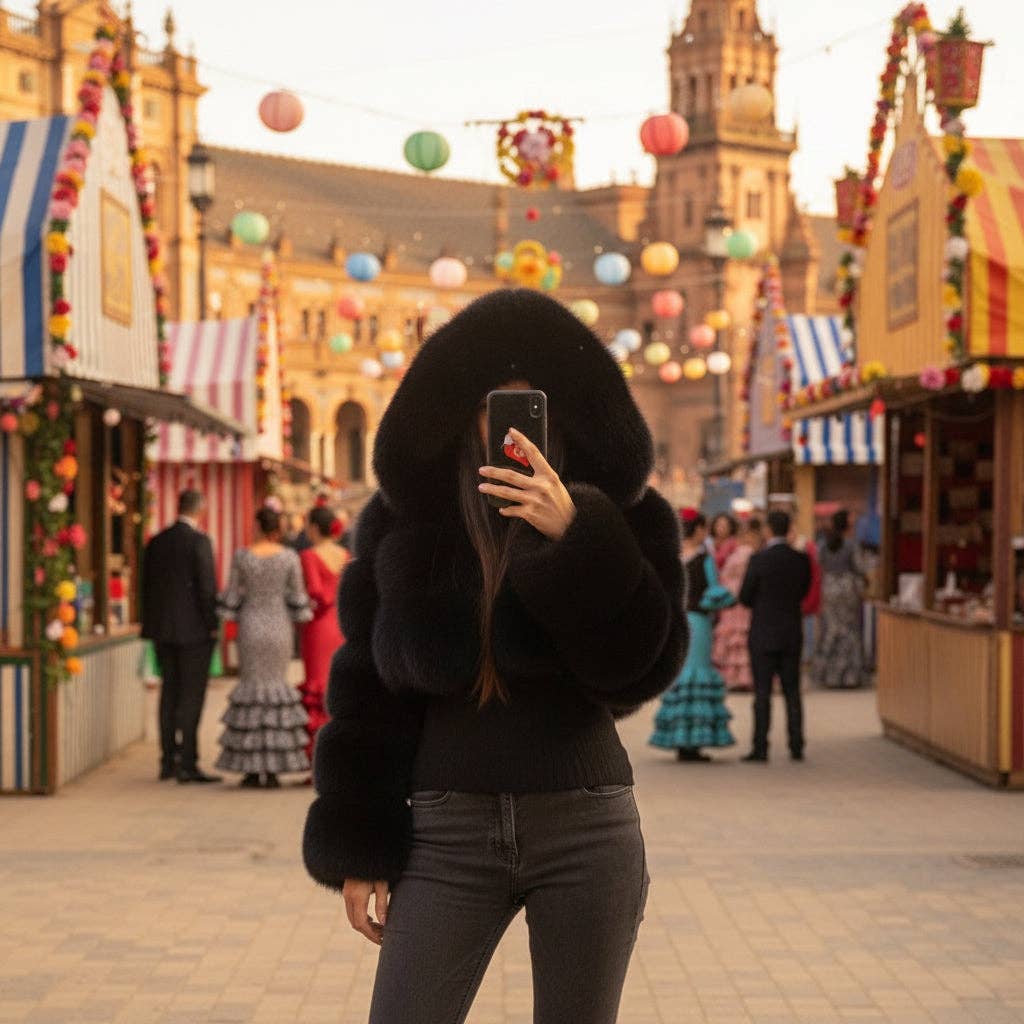 EMMA WU DESIGN – wholesale Fur/faux fur coat – Women's – EMMA WU SELECTION Short long-sleeve faux fur coat with hood1