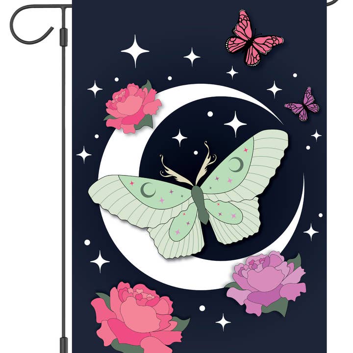 Happy Cow Lawn Decor - Wholesale Outdoor Ornament/Decor - Luna Moth Garden Flag