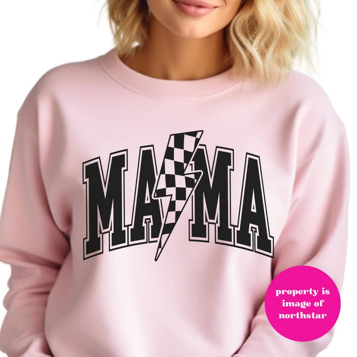 Mama met Lightning Bolt Sweatshirt - Roze voor wholesale door Northstar