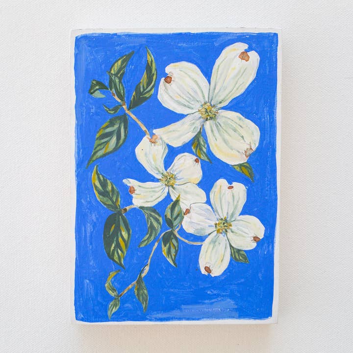 Lapis Dogwoods 5 x 7 for wholesale by Lucy Reiser Fine Art