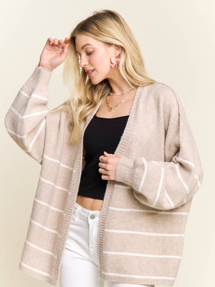 CARDIGAN APERTO A RIGHE TONALITÀ CESW4014 per la vendita all'ingrosso da parte di ADORA LA