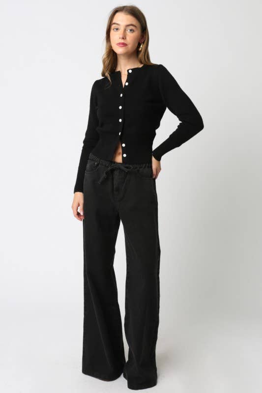 Olivaceous – Großhandel Strickoberteil – Damen – Mekalia Knopf-Stricktop4