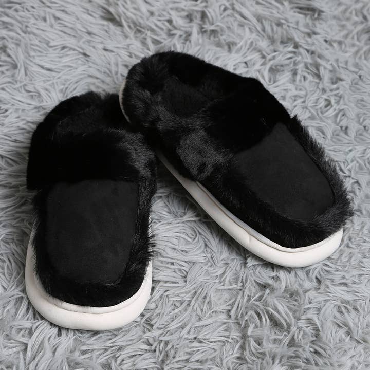 Fashion City - Wholesale Slippers – Women's - Faux Fur Suede Fuzzy Warm Slippers 9