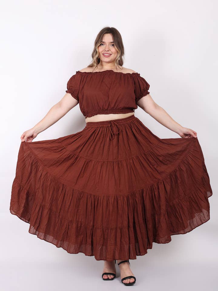 Wevez - Wholesale Skirt - Women's - Women's 8 Yard Solid Belly Cotton Fabric Casual long Skirts13