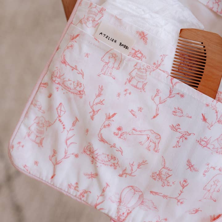 Atelier Babbi - Wholesale Diaper Bag - Baby - Baby Care Gift Set - Toile De Jouy / Pink