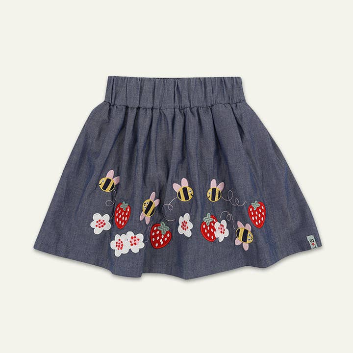 Blue Bee Floral Applique Skirt for wholesale by Lilly and Sid