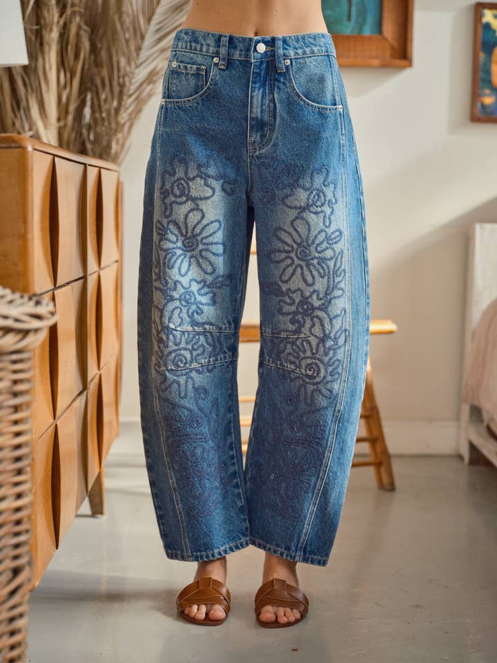 CALÇAS DE ALGODÃO COM DETALHE BORDADO AJP5114 por atacado de Aaron & Amber