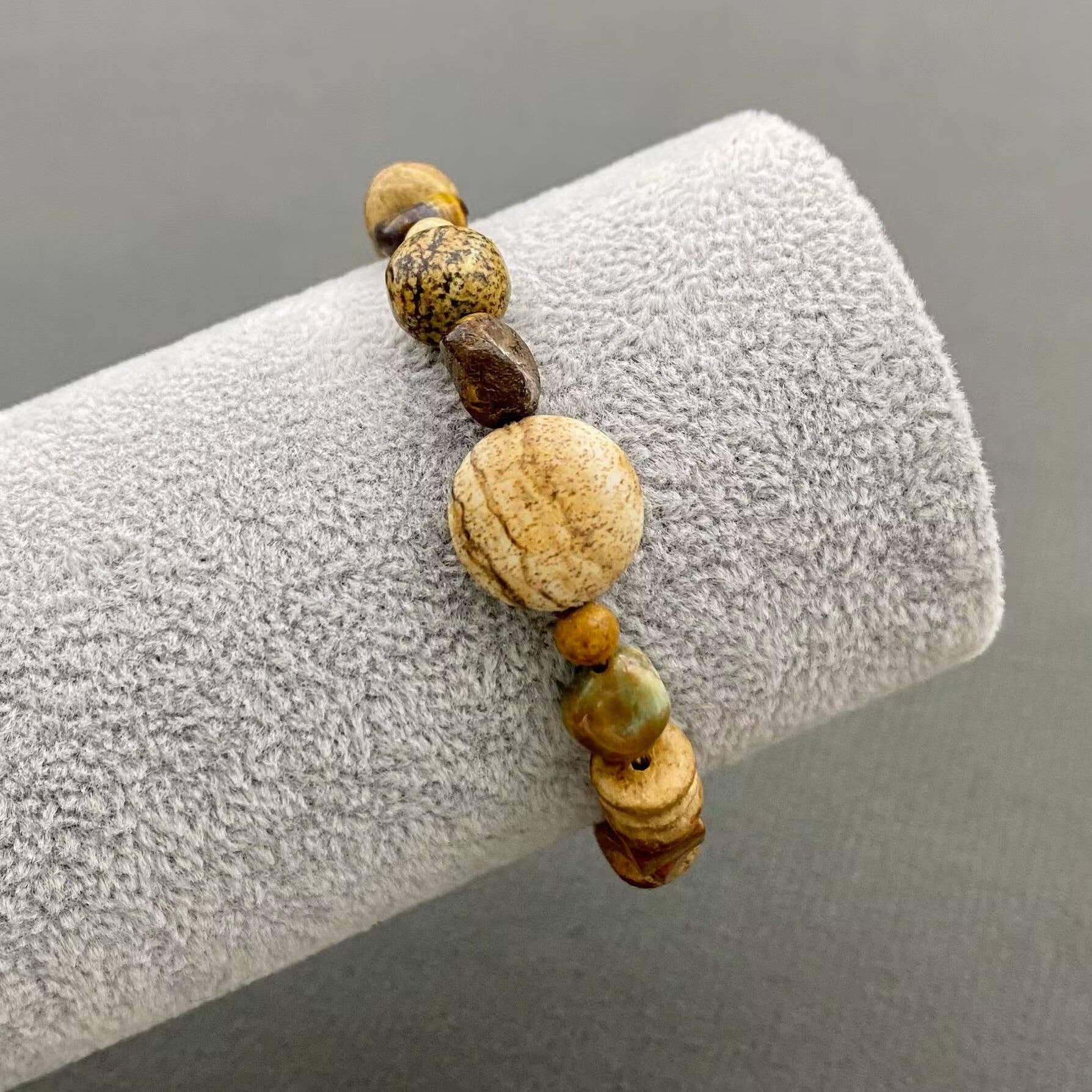 Mio Queena - Wholesale Beaded Bracelet - Tiger Eye Stone Agate Beaded Elastic Bracelet - CS2