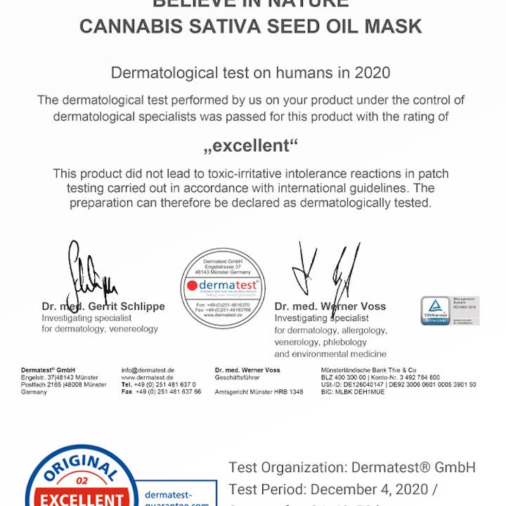 JMsolution Europe – Máscara facial por atacado – JMsolution Europe - Acreditar na Natureza Máscara de Óleo de Cannabis Sativa