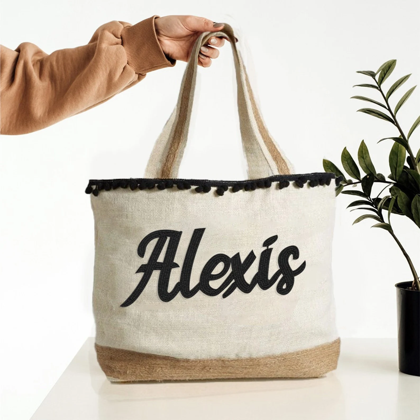 GiftsbyPR - Wholesale Tote Bag - Women's - Personalized Beaded Tote Bag, Custom Bride Tote Bag1