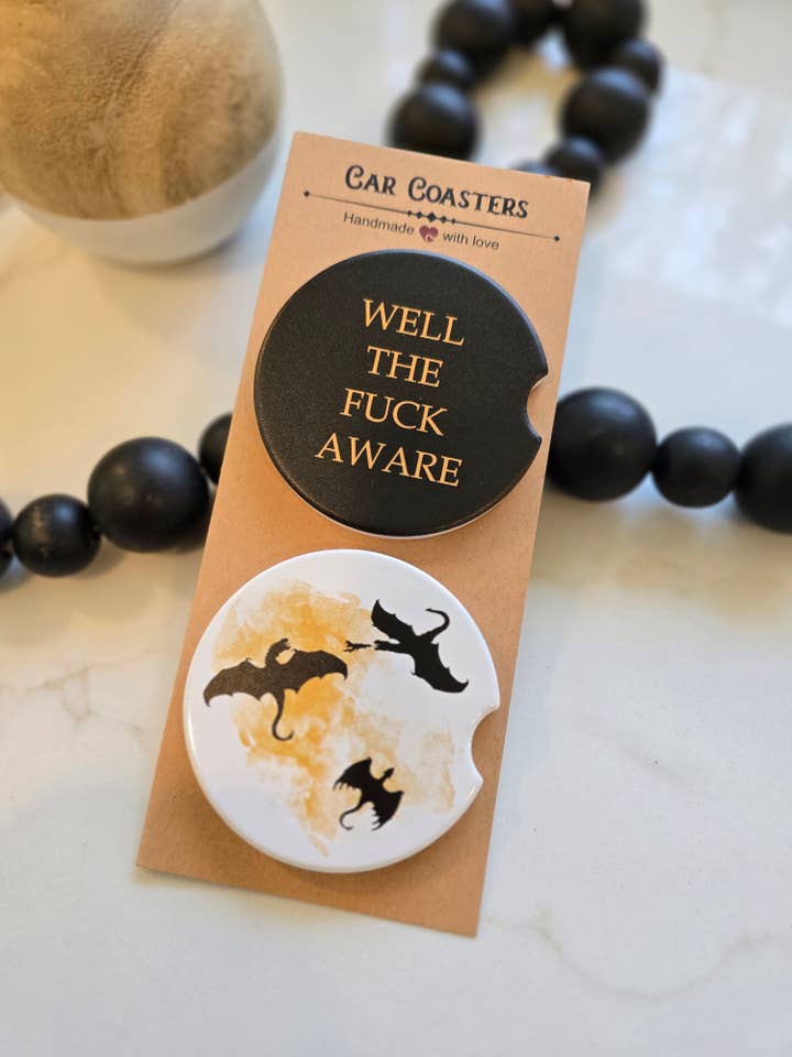 Fourth Wing Merch, Car Coasters, Book Lover Gifts, Bookish for wholesale by The 19th Collective