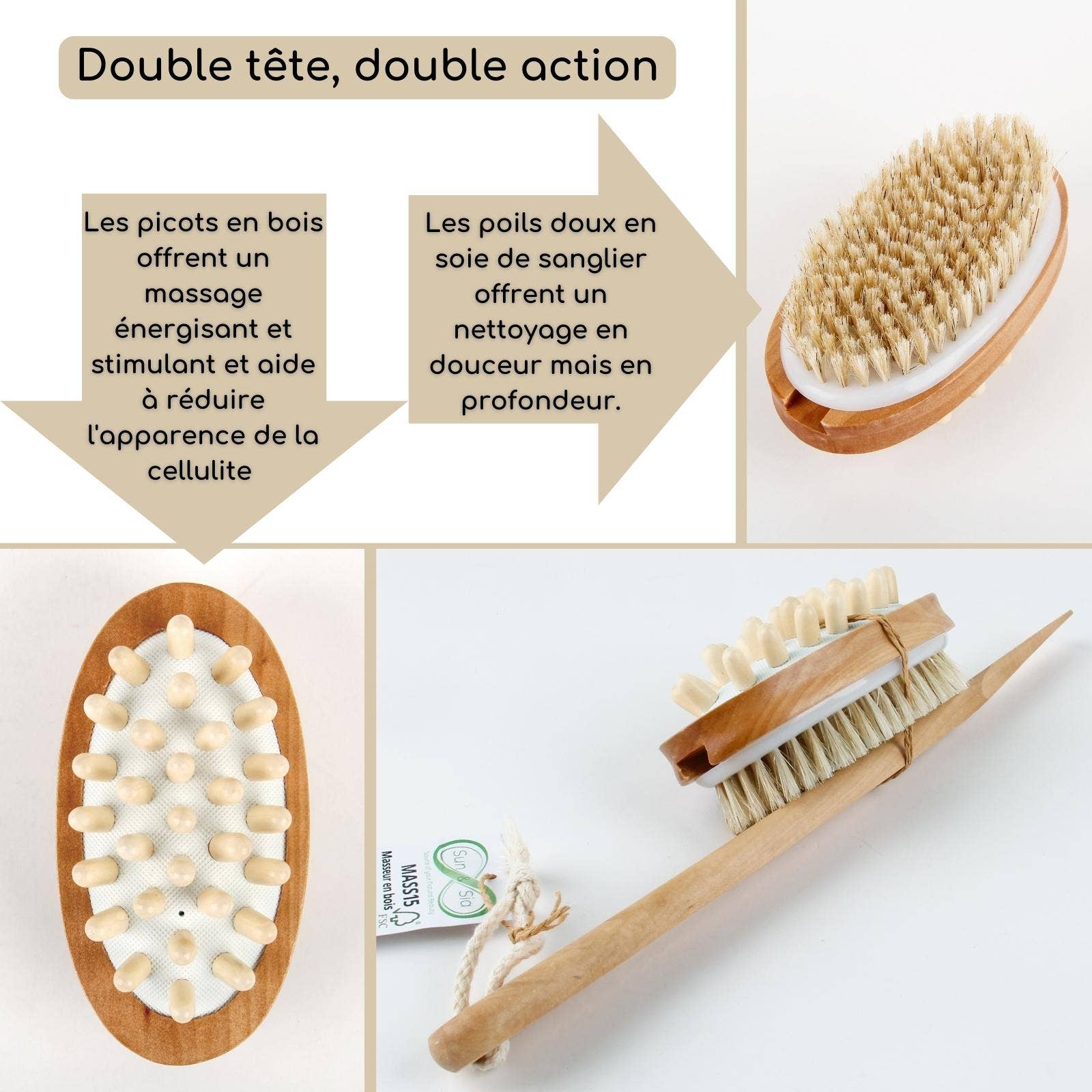 Zen'Arôme - Wholesale Body Brush - Bath Brush for the Body - Dual-Faced Head Dualsens3