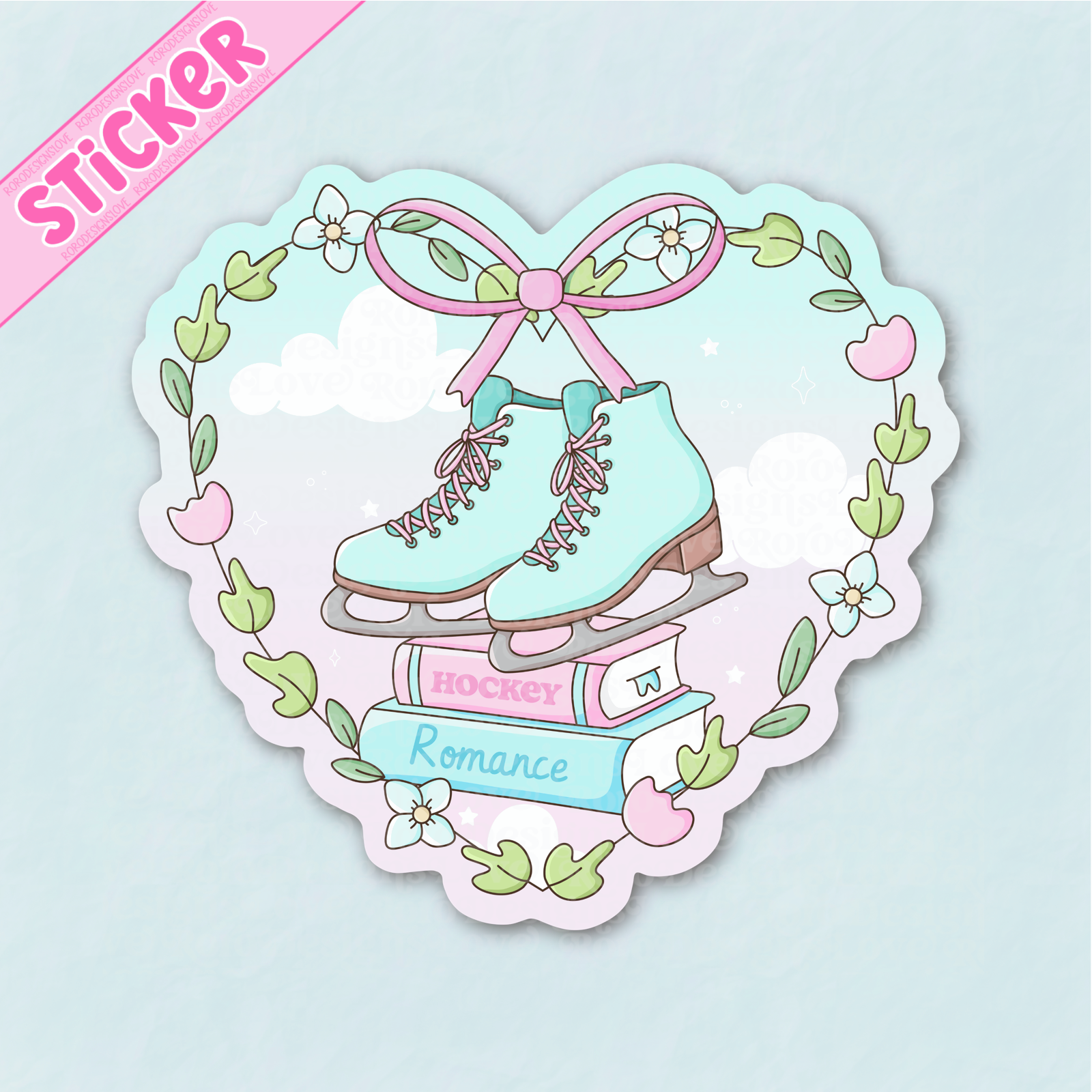 RoroDesignsLove - Wholesale Sticker - Hockey romance book trope pastel heart sticker for kindle5