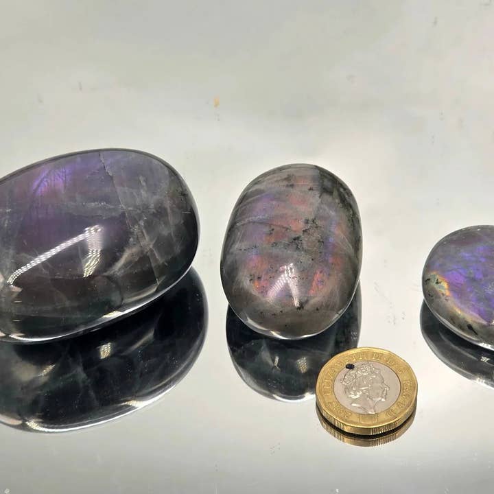 Distinction Crystals - Wholesale Spiritual Stone/Crystal - 3 X Purple Labradorite Crystal Palmstones - Top up batch2