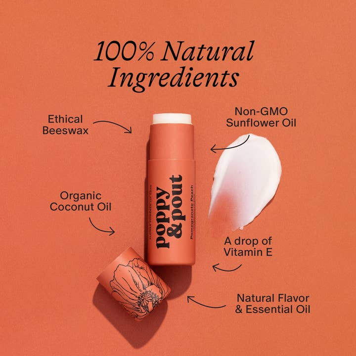 Poppy & Pout - Wholesale Lip Balm - Lip Balm, Pomegranate Peach
