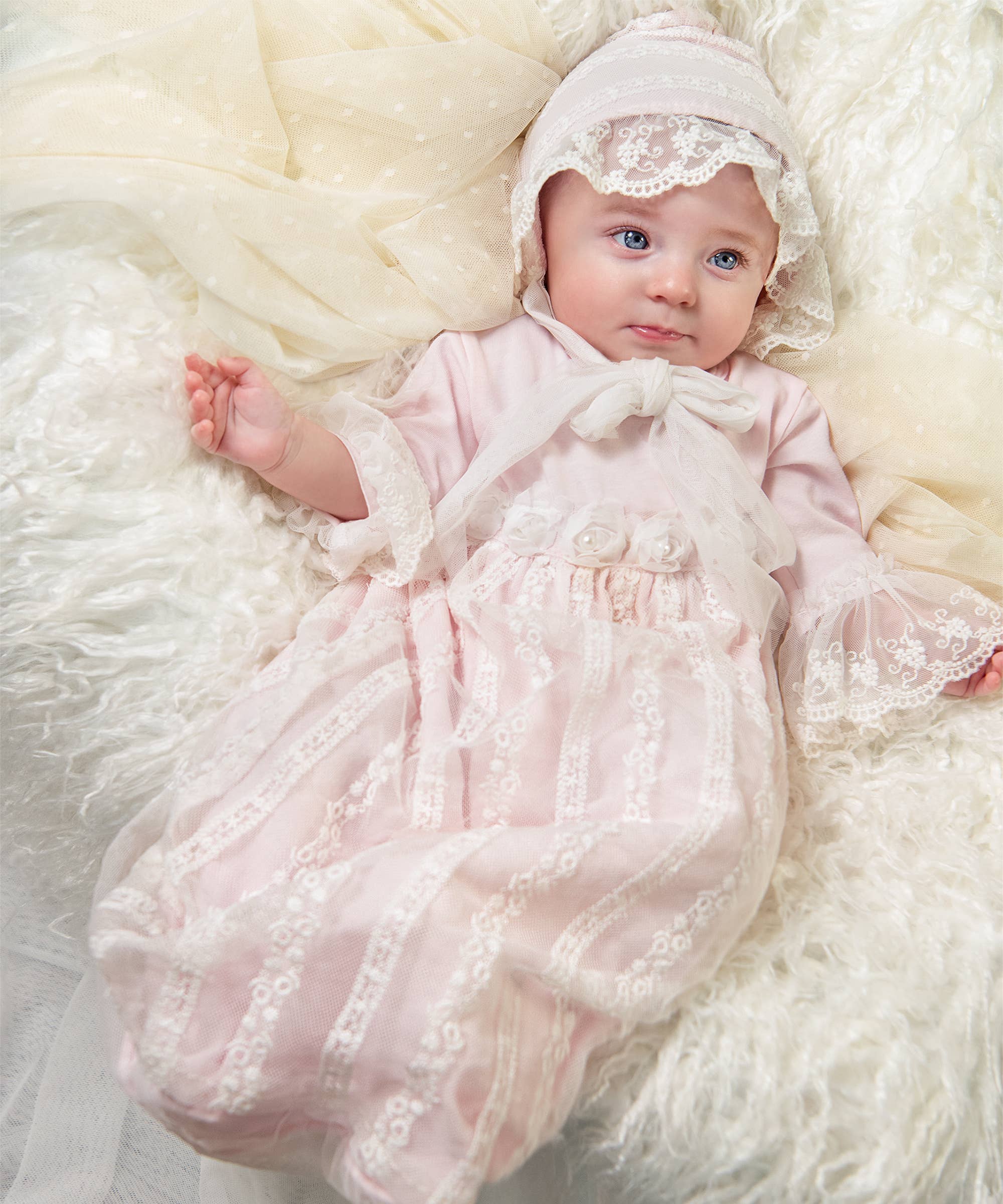 Haute Baby - Wholesale Bonnet - Baby - Haute Baby Precious Blush Bonnet for Infants & Toddlers1