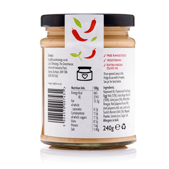 Lucy's Dressings - Wholesale Mayo - Lime and Chilli Mayonnaise1