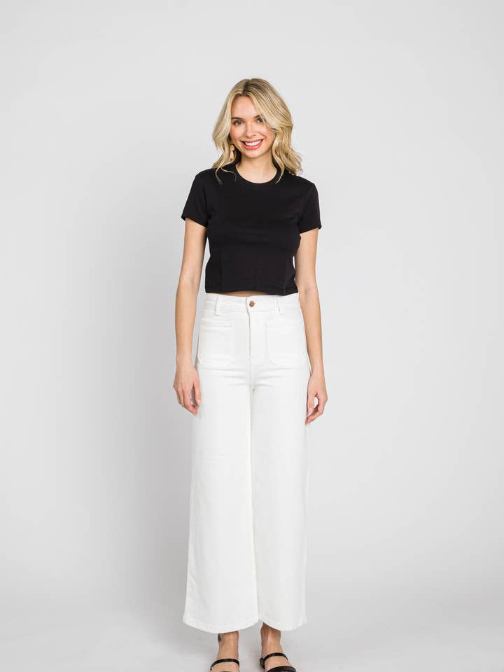 TP01636-W A Line Patch Pocket Wide Leg Jean for wholesale by L.T.J Letter to Juliet