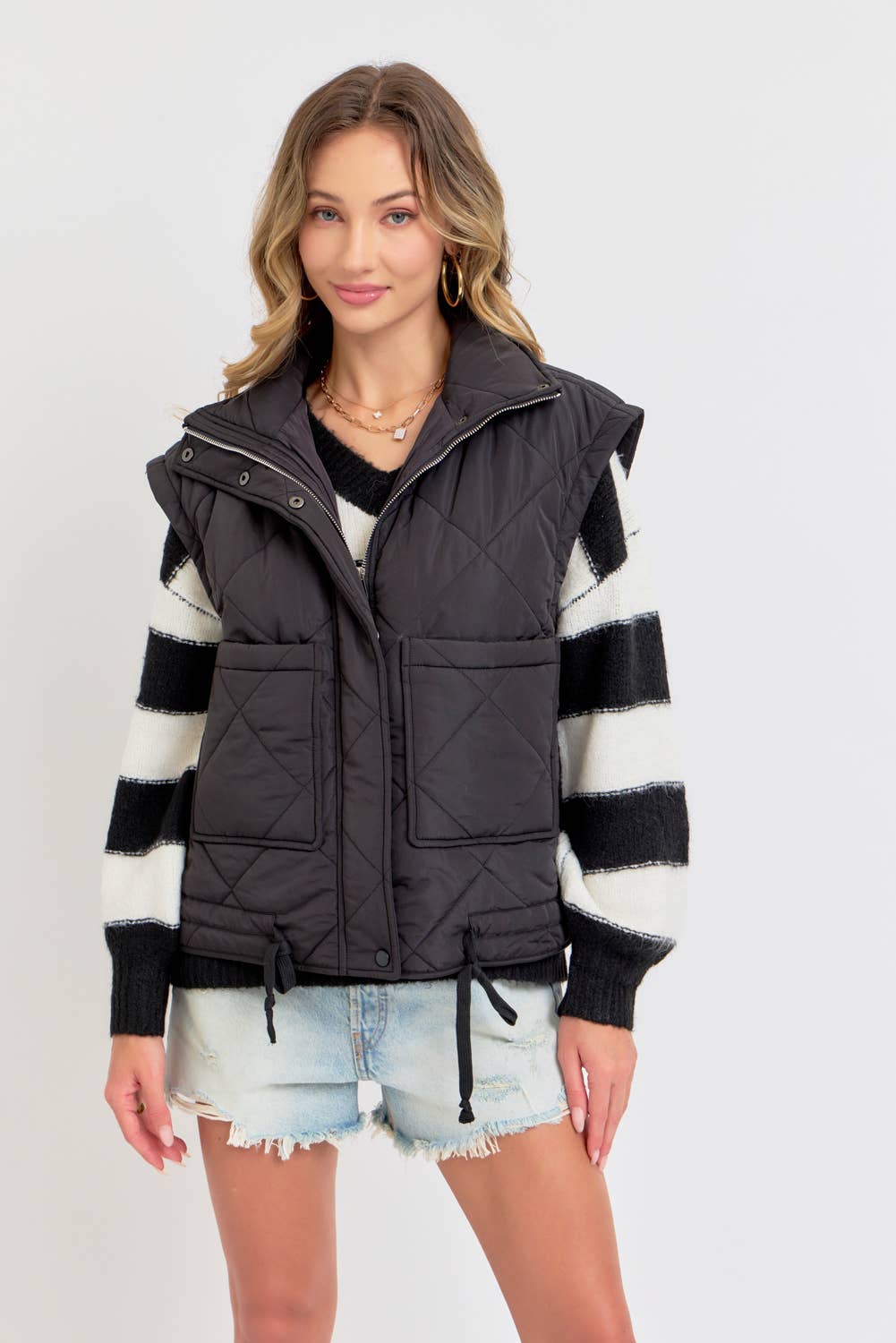 Sweet Lovely by Jen - Vendita all'ingrosso Gilè imbottito - Donna - GILET OVERSIZE IN PIUMINO TRAPUNTATO 6