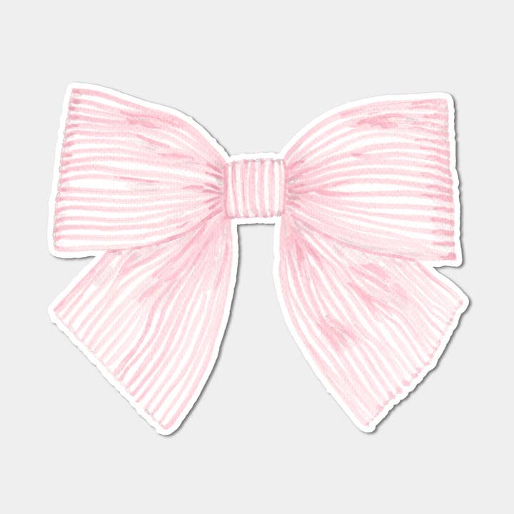 Autocollant en vinyle à nœud rayé rose pour la vente par Liesel Anne Studios