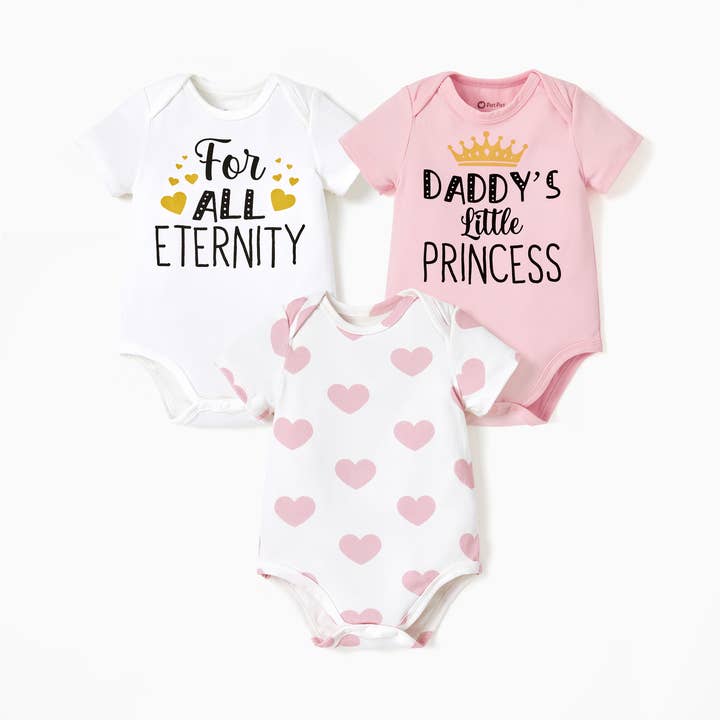 3pcs Baby Boy/Girl Playful Print Rompers Set for wholesale by PatPat