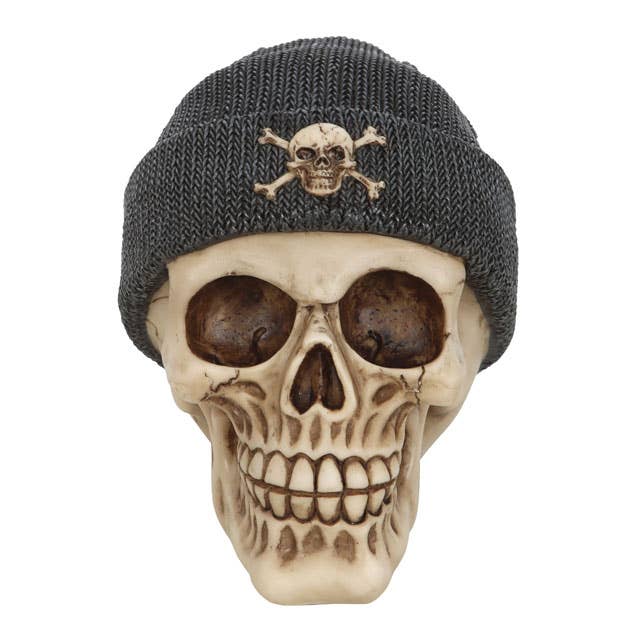 Something Different Wholesale - Wholesale Decorative Figurine - Gothic Skull Ornament with Beanie