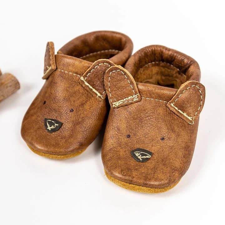 SEPIA Bear Critters Leather Shoes Baby Bootie & Boy Toddler for wholesale by Starry Knight Design