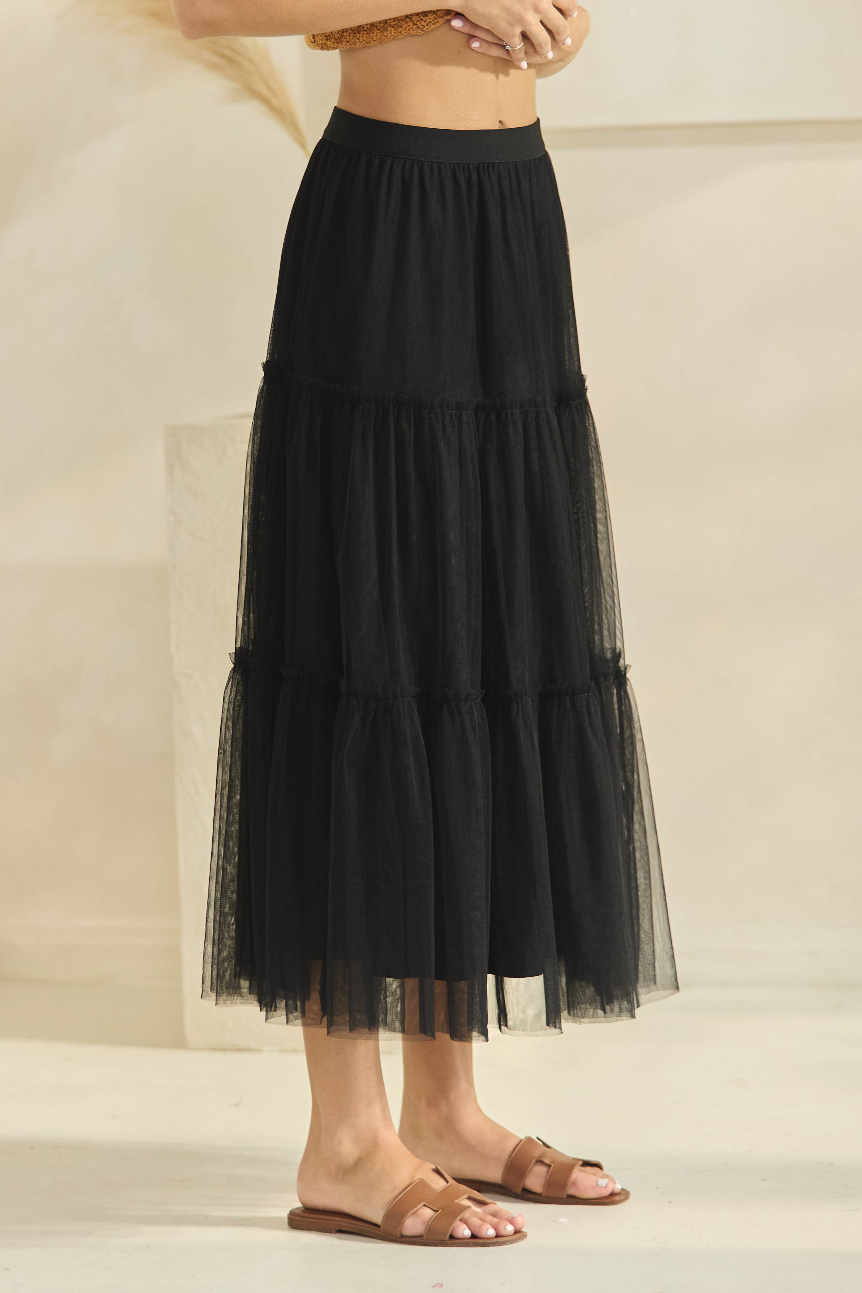 Oddi - Wholesale Skirt - Women's - Plus Tired Mesh Maxi Skirt7