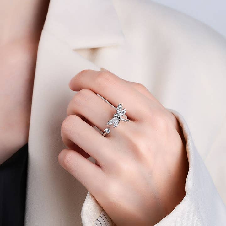 Perimade & Co. LLC - Wholesale Multi-Stone Ring - Dragonfly Anxiety Fidget Spinner Ring in Solid Copper1