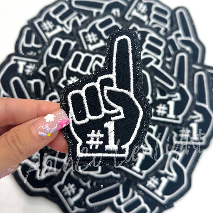ABLNco - Wholesale Patch - black #1 foam finger game day trucker hat patches iron on