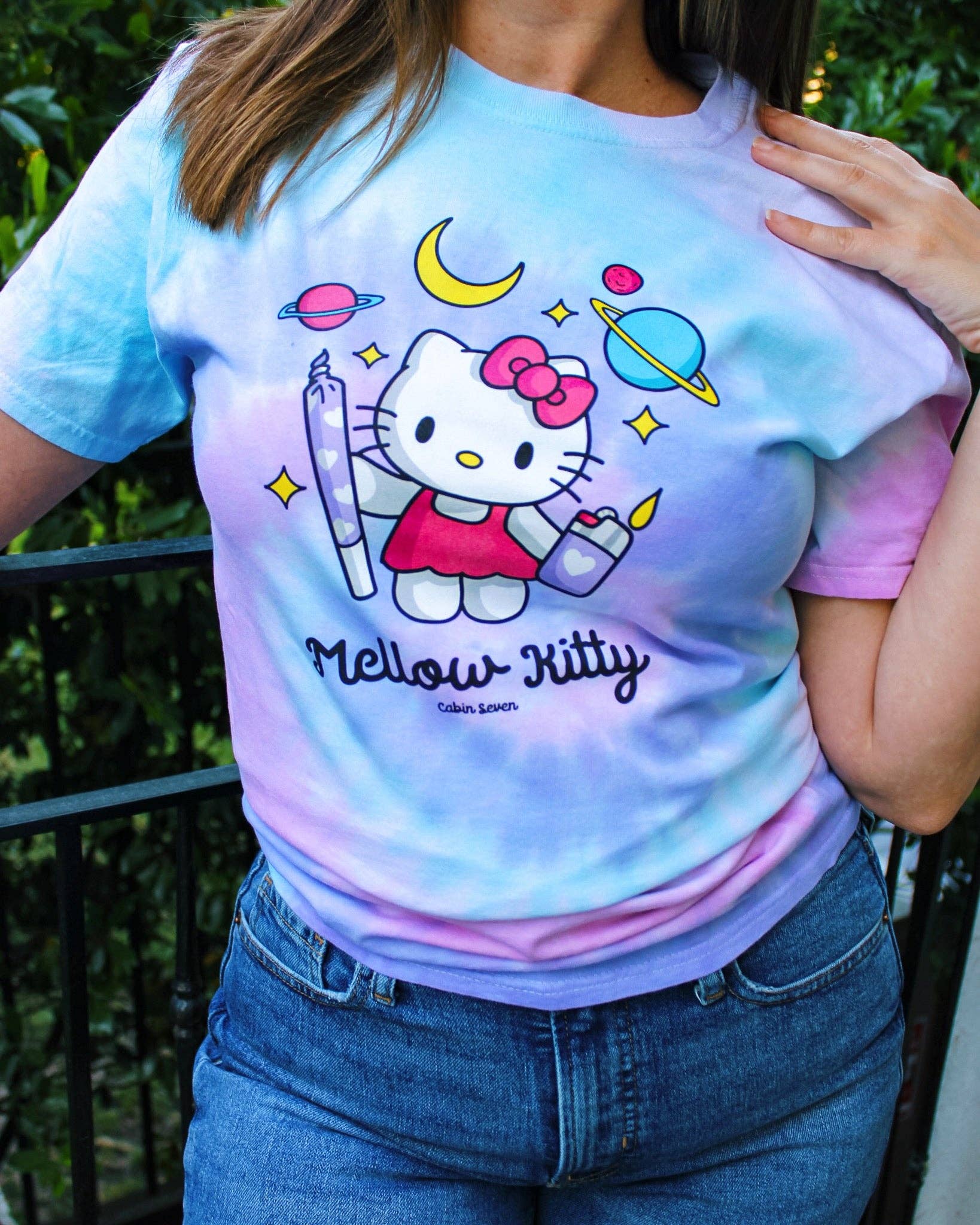 Cabin 7 Originals – wholesale T-shirt (graphic) – women's – Mellow Kitty Tie Dye T-Shirt0