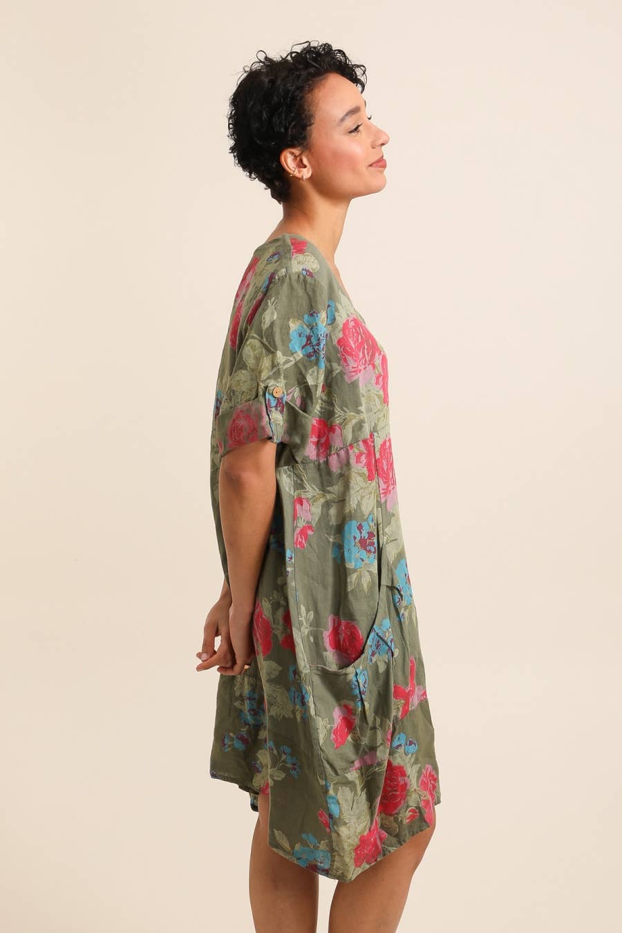 la maison des fibres naturelles – wholesale Klänning - Dam – Klänning i 100 % linne med blommönster 324024