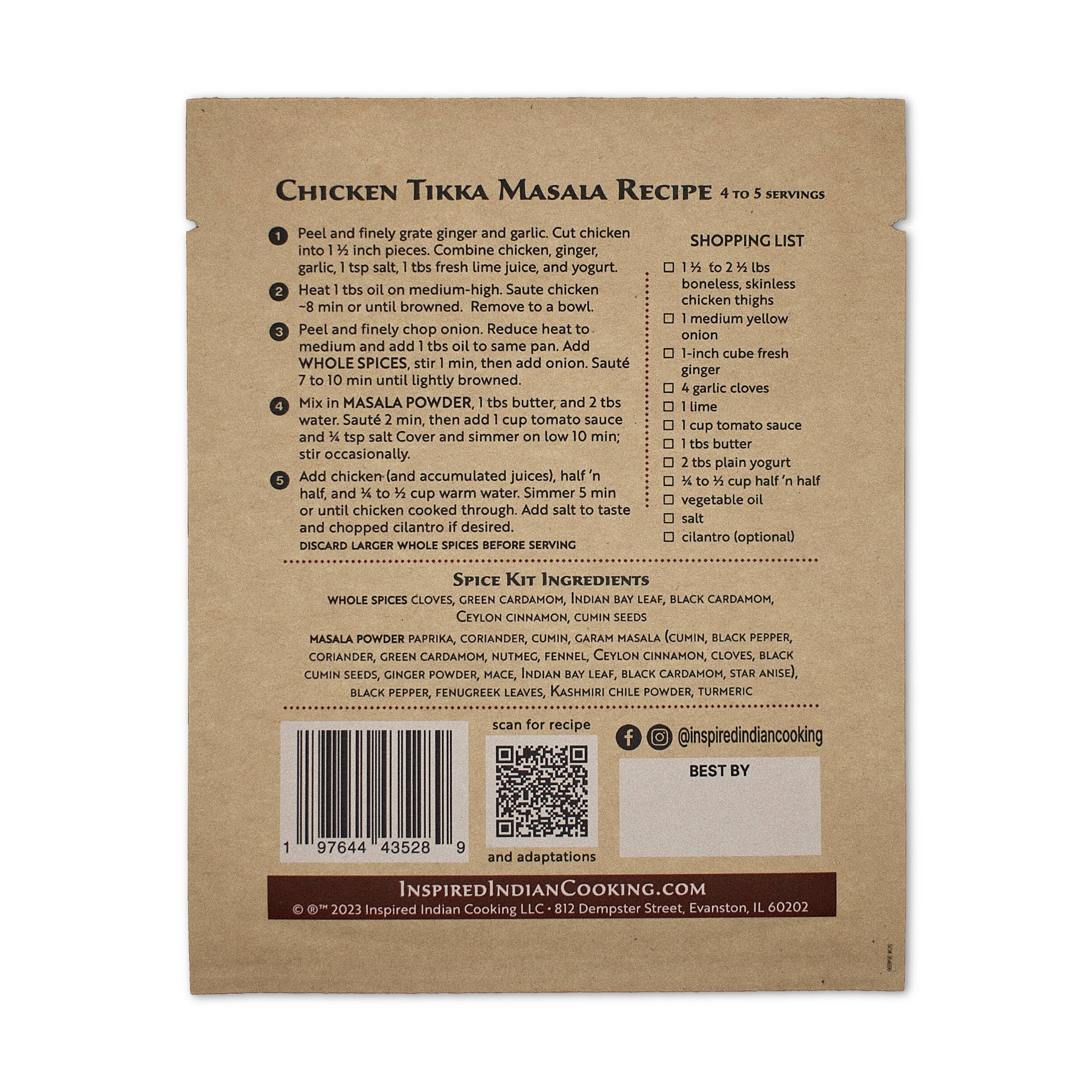 Inspired Indian Cooking - Wholesale Dried Spice Mix - Tikka Masala Spice Kit | Small Batch | 5-Step Recipe4