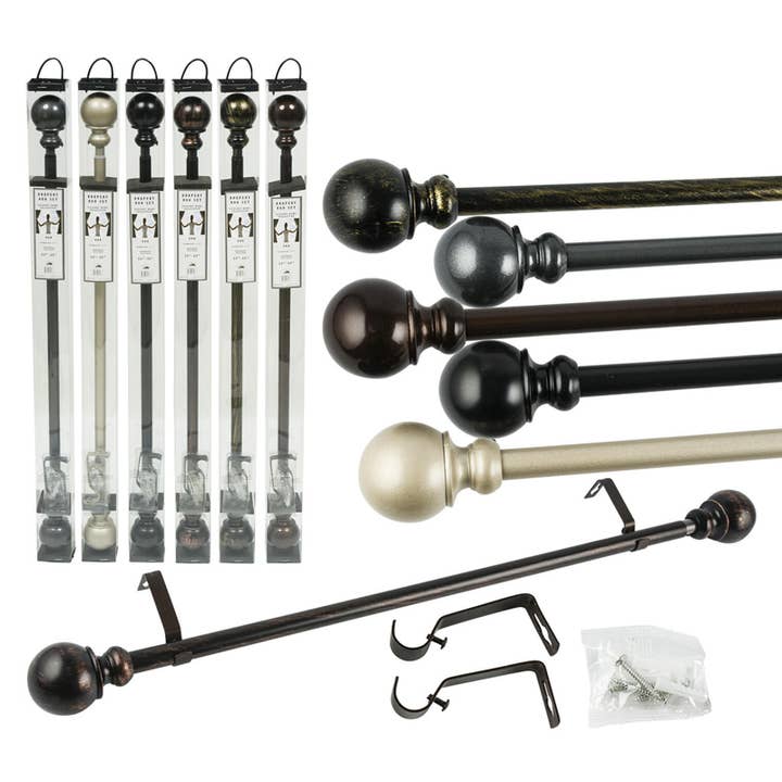 Deluxe Import Trading - Wholesale Curtain rod - Elegany Home Collection Orb Drapery Rod Set