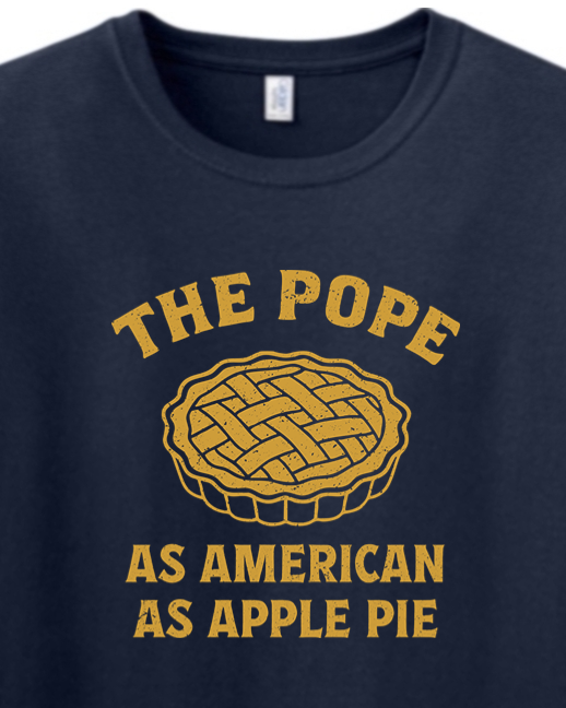 Navy Apple Pie Pope - Pope Leo XIV Adult T-Shirt for wholesale on Faire1