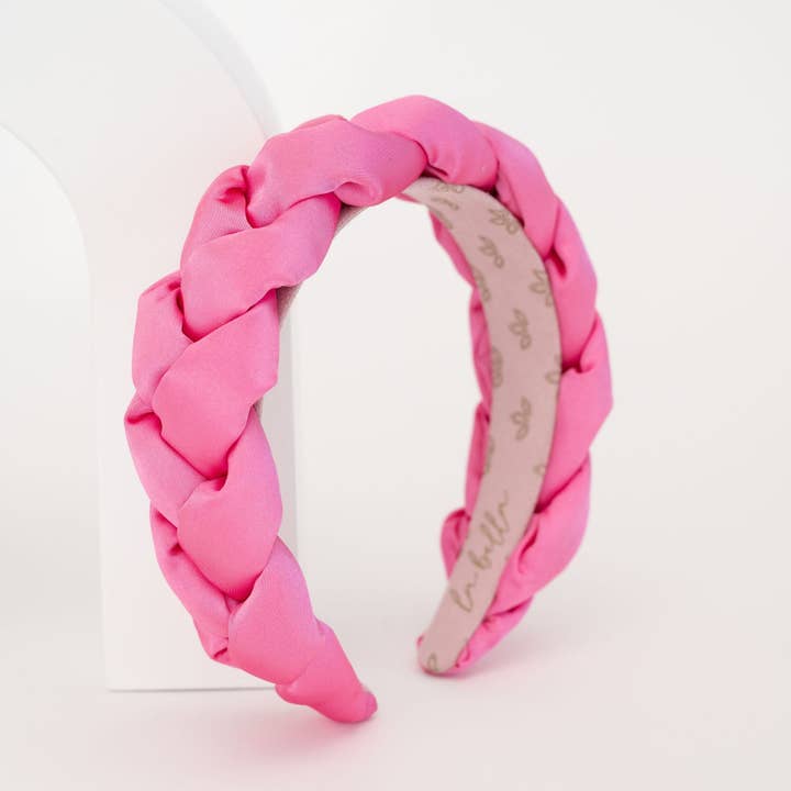 Lipstick Pink Satin Braided Halo Headband for wholesale by La Bella
