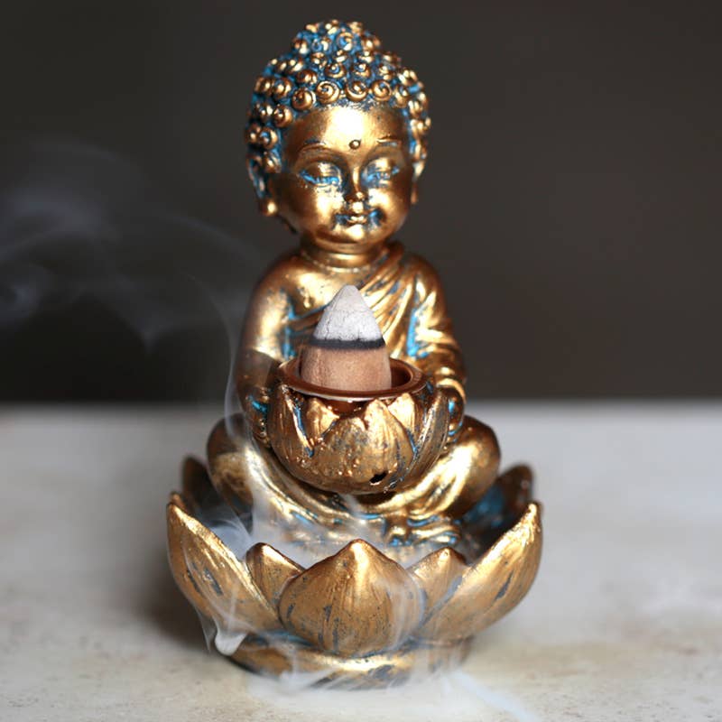 Puckator EU - Wholesale Incense Holder - Small Buddha and Lotus Backflow Incense Burner3