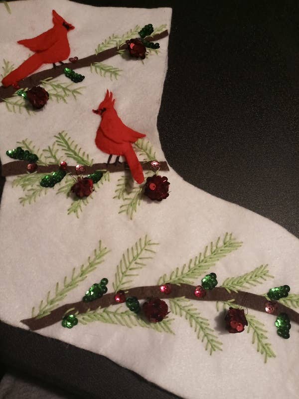 Cardinal Stocking, 1 Unique For Xmas LX41 @ for wholesale by BLUE RIBBON ORNAMENTS