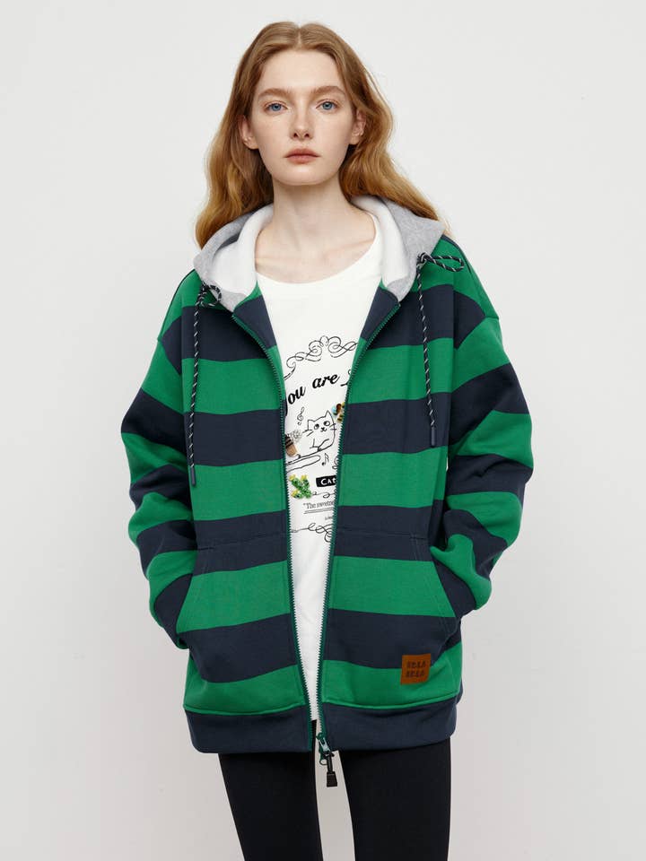 Sea Salt Milk Green Hoodie Jacket for wholesale by Urlazh