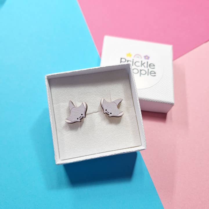 Prickle People - Wholesale Stud/Post Earrings - Wooden Manta Ray Stud Earrings - Perfect for Sea Lovers5