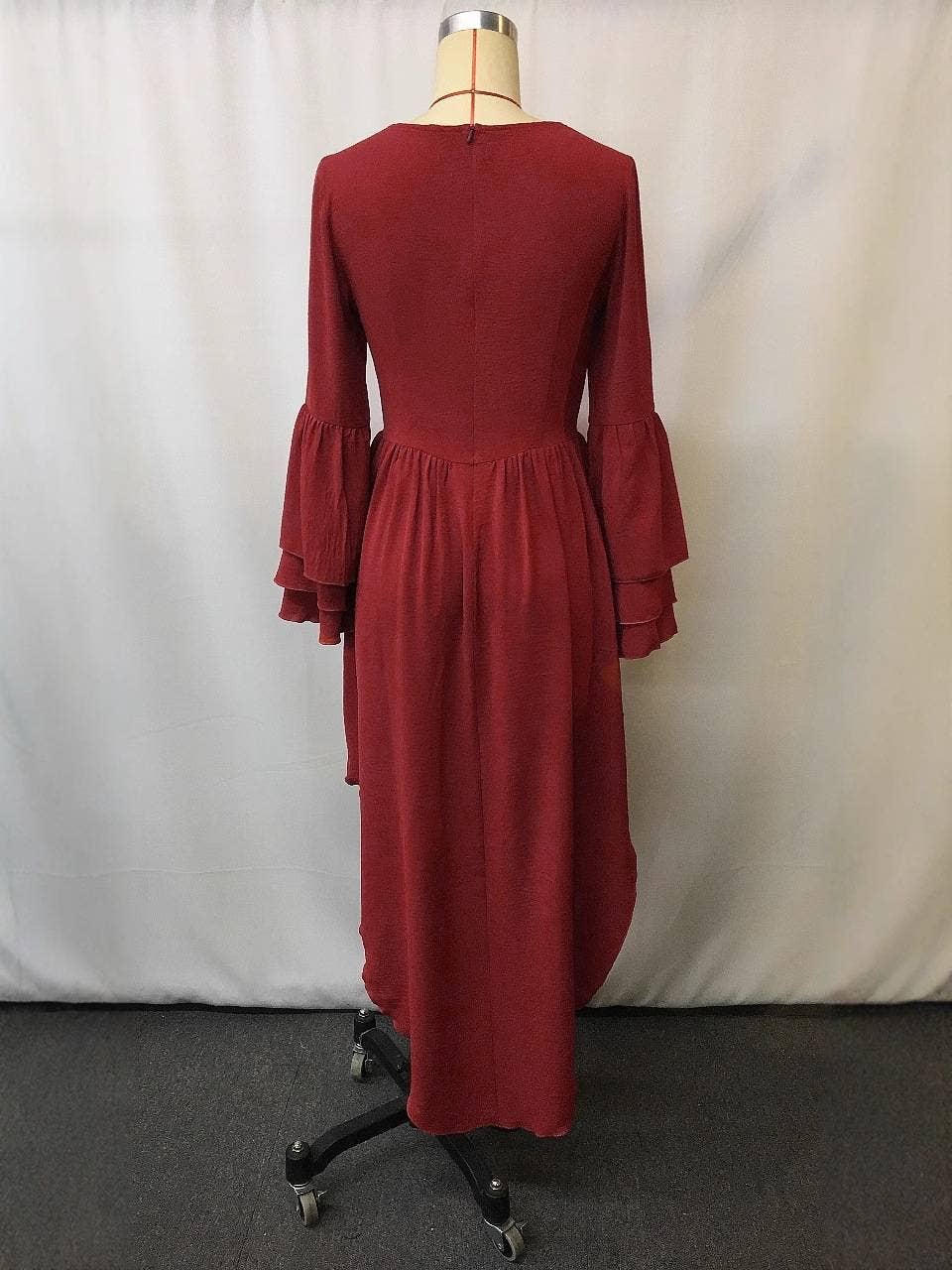 red Western Cowgirl Coachella Ruffle high-low swing long dress for wholesale on Faire1