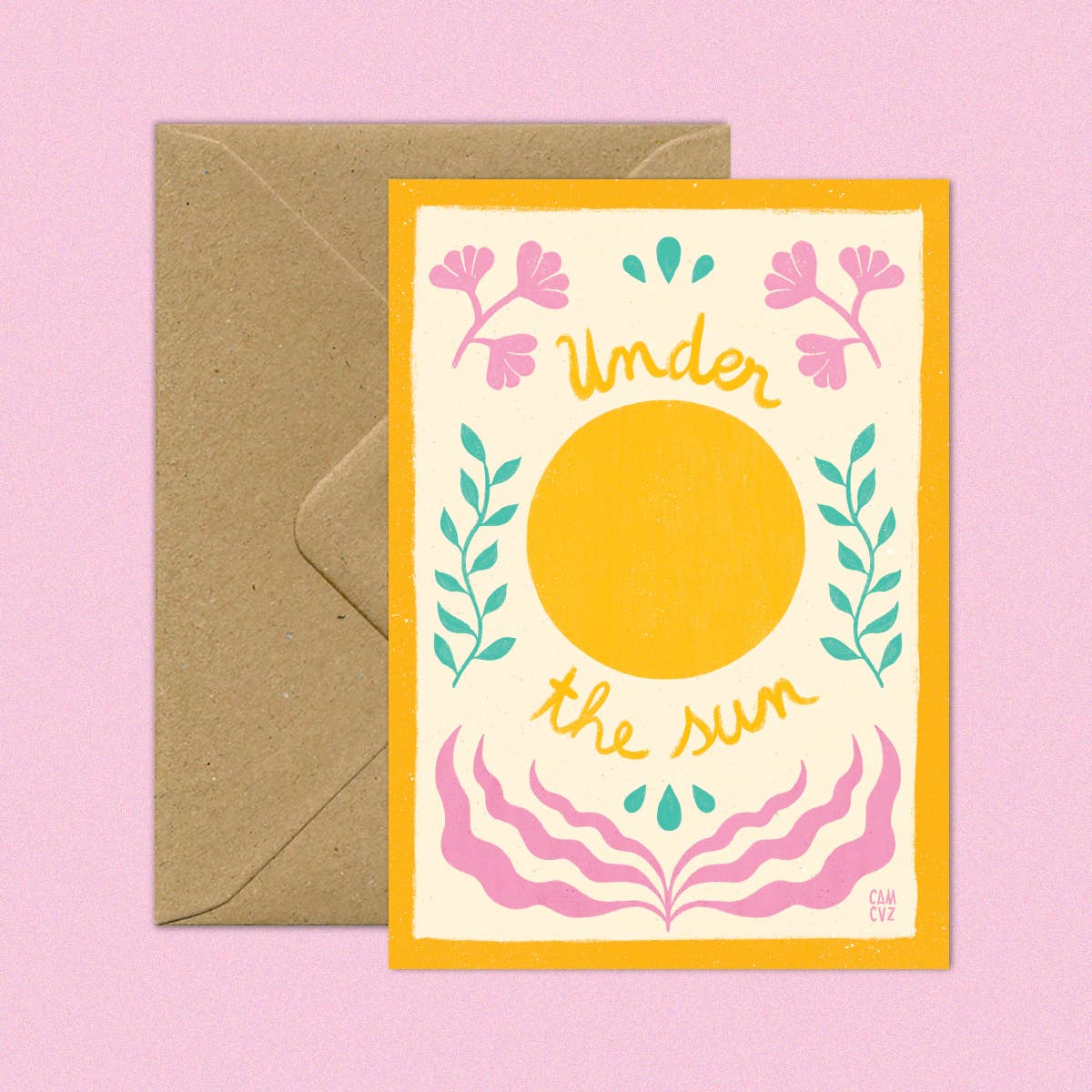 Camille Cauvez illustration et papeterie - Wholesale Everyday Greeting Card - Under the sun | positive quote sun joy postcard