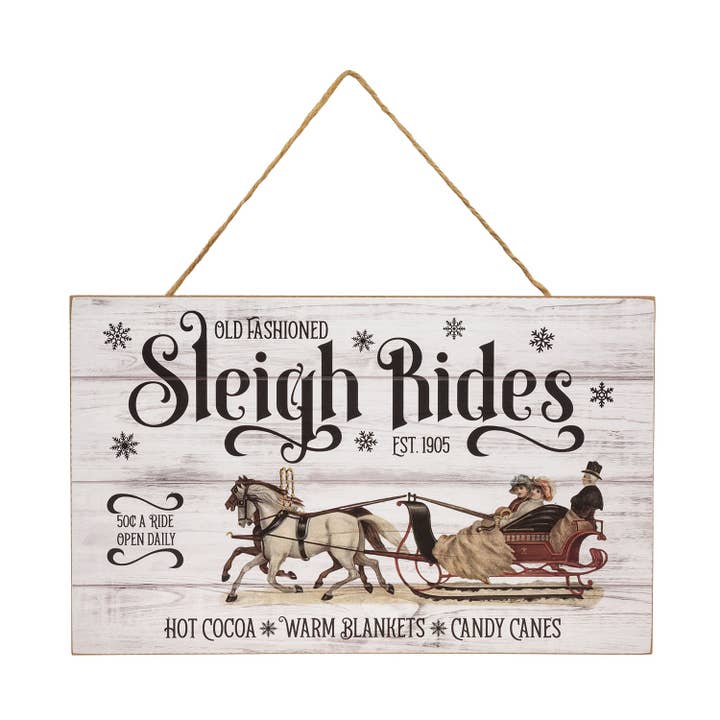 Old Fashioned Sleigh Rides Barnwood Look Sign for wholesale by The Hearthside Collection