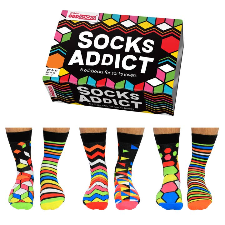 SOCKS ADDICT | 6 Odd Socks Gaveæske - United Oddsocks for engroshandel hos Sock Academy