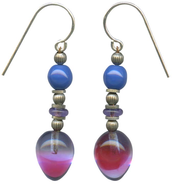 AGUARELAS 3 - ROSA+ROXO 2 BRINCOS TONIFICADO, AMETISTA por atacado de Owen Glass Collection