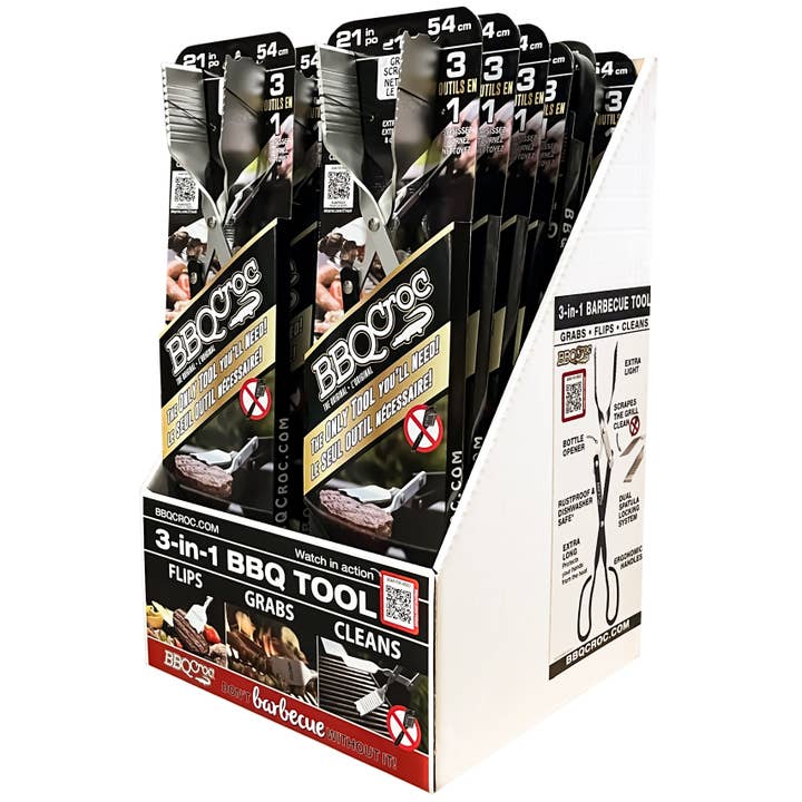 BBQ Croc 21" 3-in-1 Barbecue Tool - 18pc Counter Display for wholesale by BBQ Croc