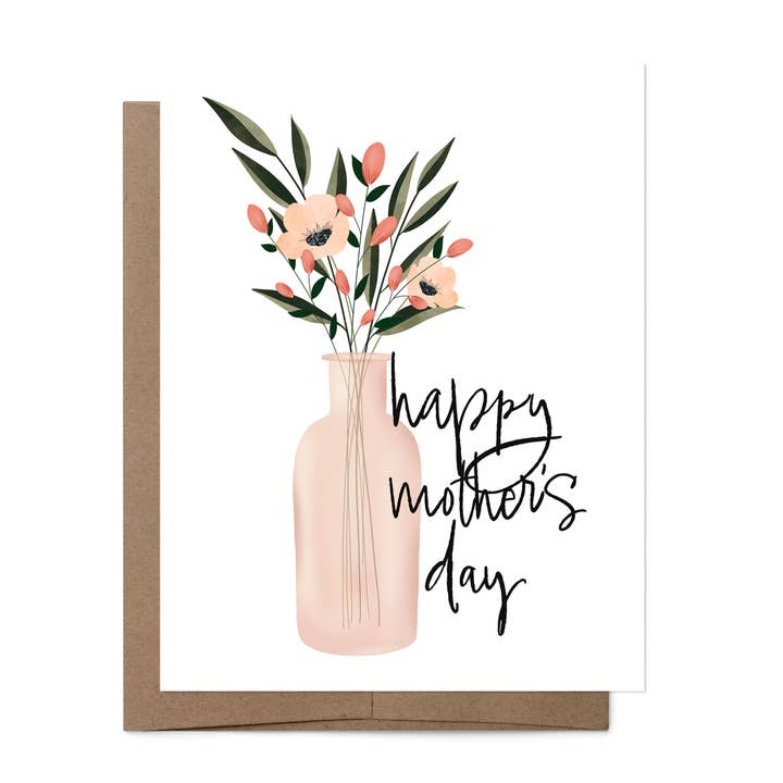 A2-Glückwunschkarte zum Muttertag mit Blumenmuster und Umschlag für den Großhandel von Petals by Priya Watercolor Designs