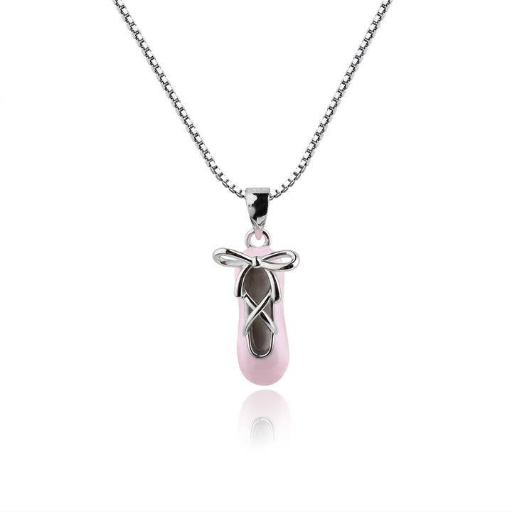 Girls Silver Pink Ballet Slipper Dance Nutcracker Necklace for wholesale by Cherished Moments